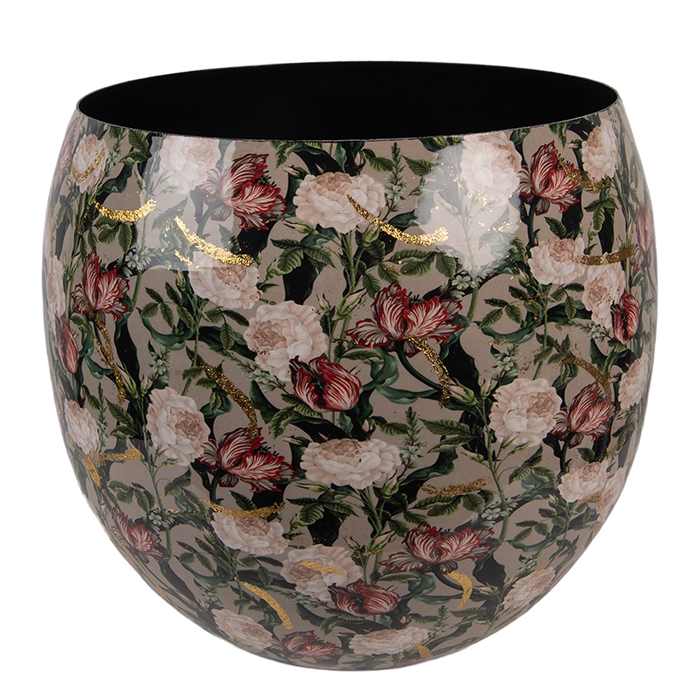 Clayre & Eef   | Decoratie Vaas Grijs Roze ø 28x25 cm | 66386