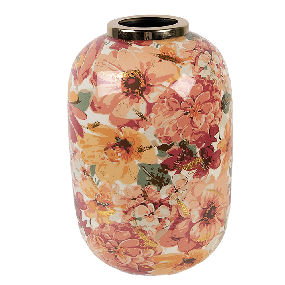 Clayre & Eef   | Decoratie Vaas Beige Oranje ø 17x25 cm | 66388