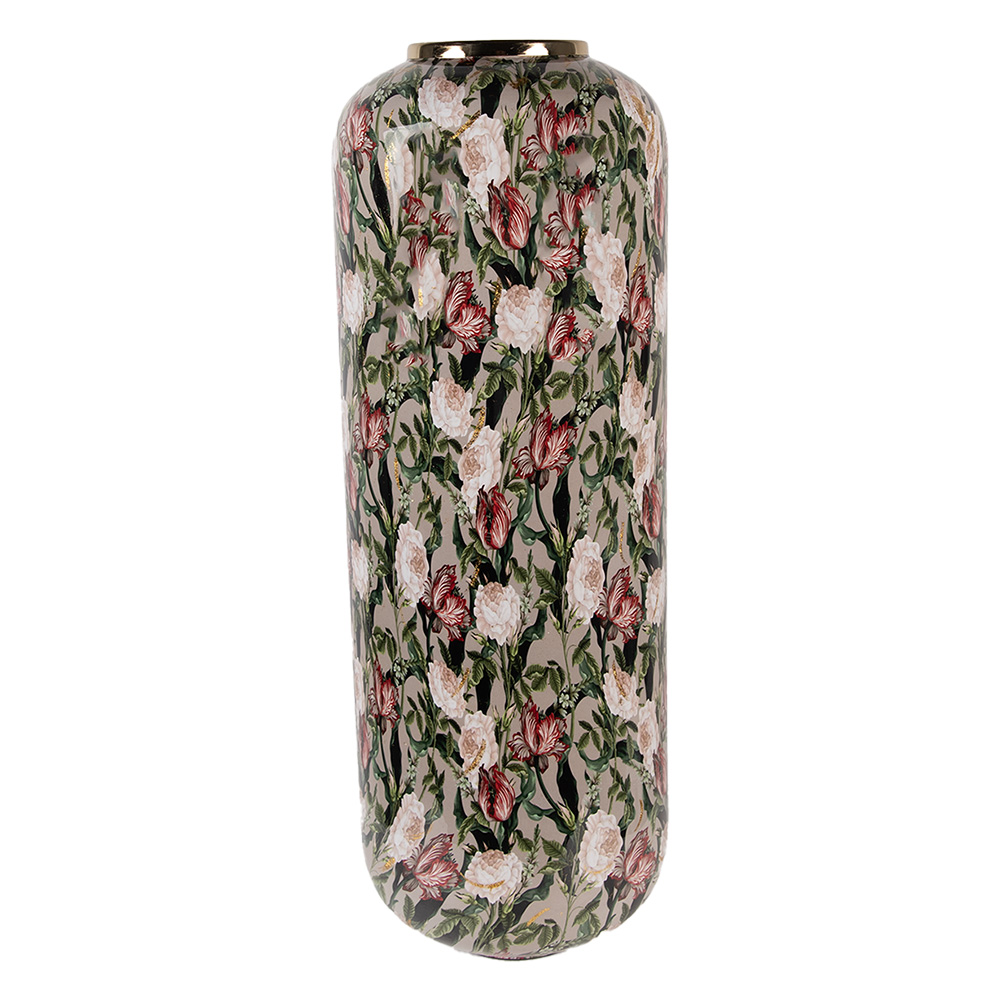 Clayre & Eef   | Decoratie Vaas Groen Roze ø 25x70 cm | 66391