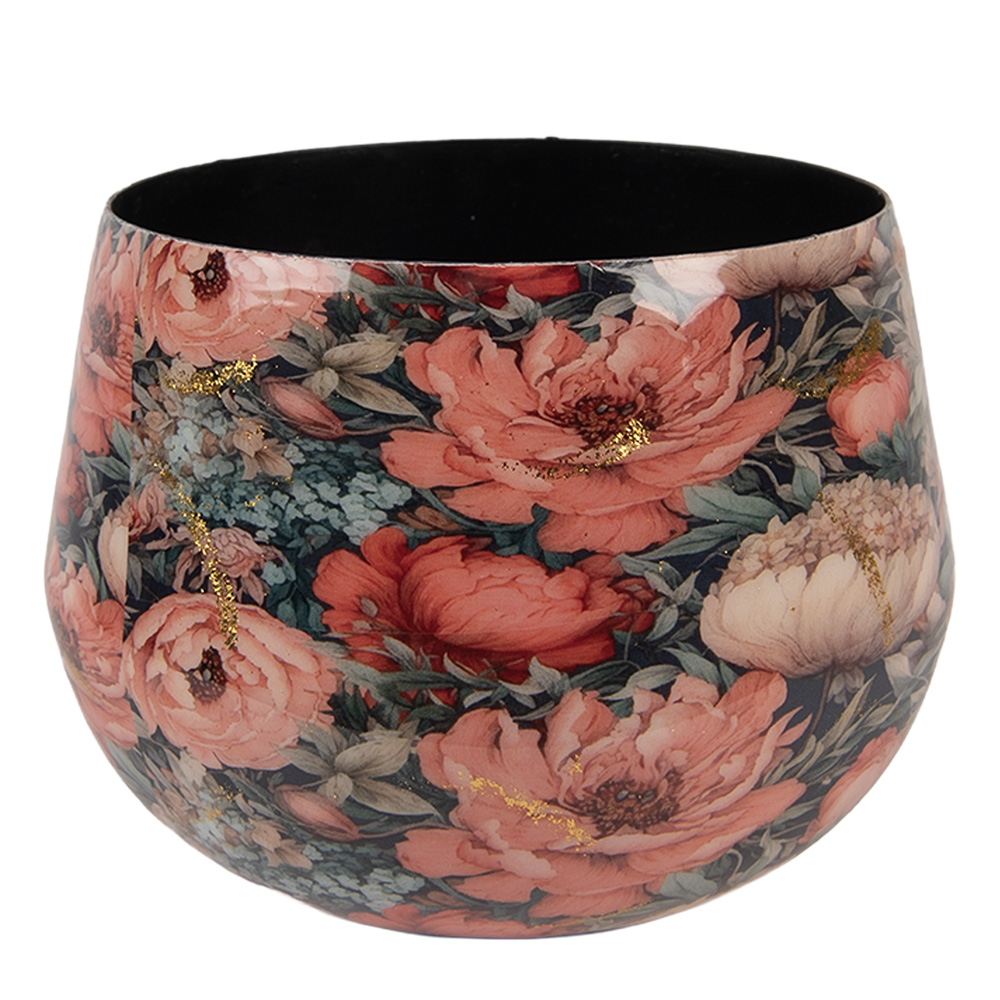 Clayre & Eef   | Decoratie Bloempot Roze Groen ø 13x10 cm | 66394