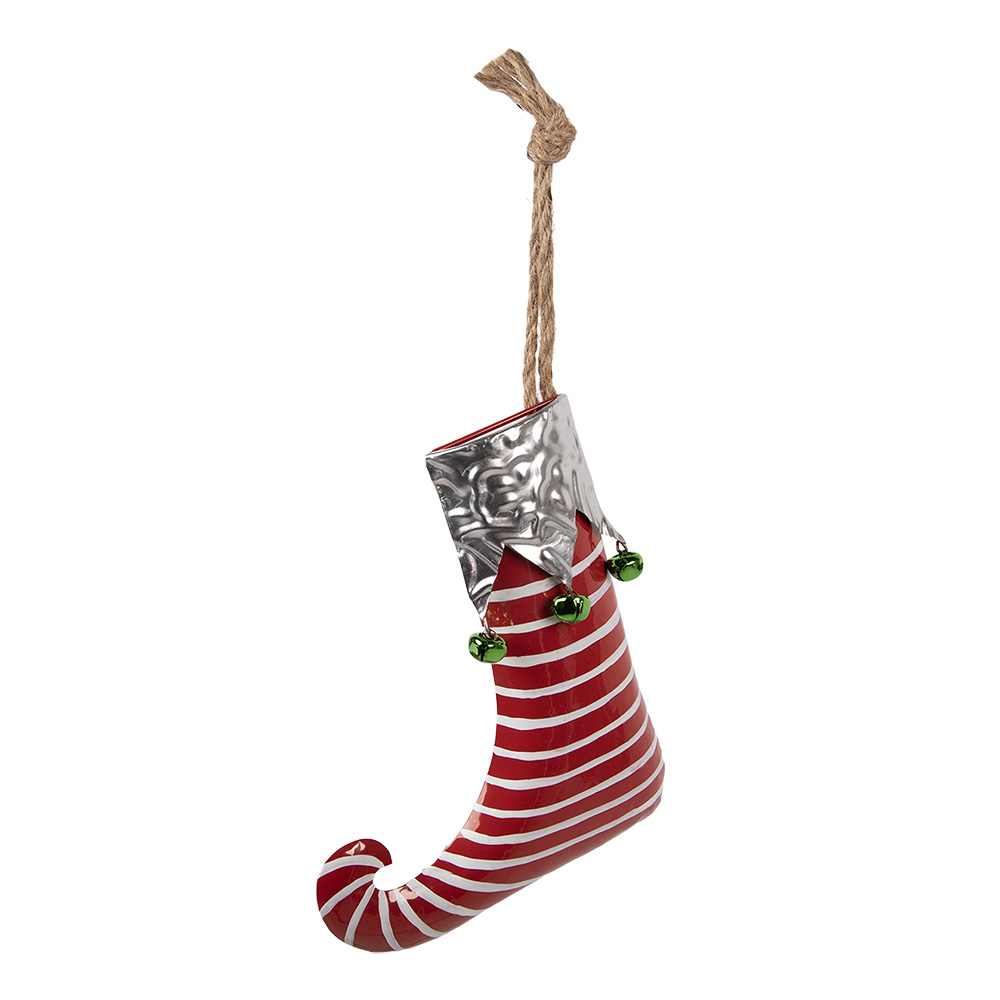 Clayre & Eef   | Decoratie Kerstsok Rood Wit 21x4x26 cm | 6Y5927