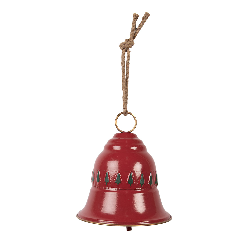 Clayre & Eef   | Bel Decoratief Rood Groen &oslash; 23x25 cm | 6Y5909