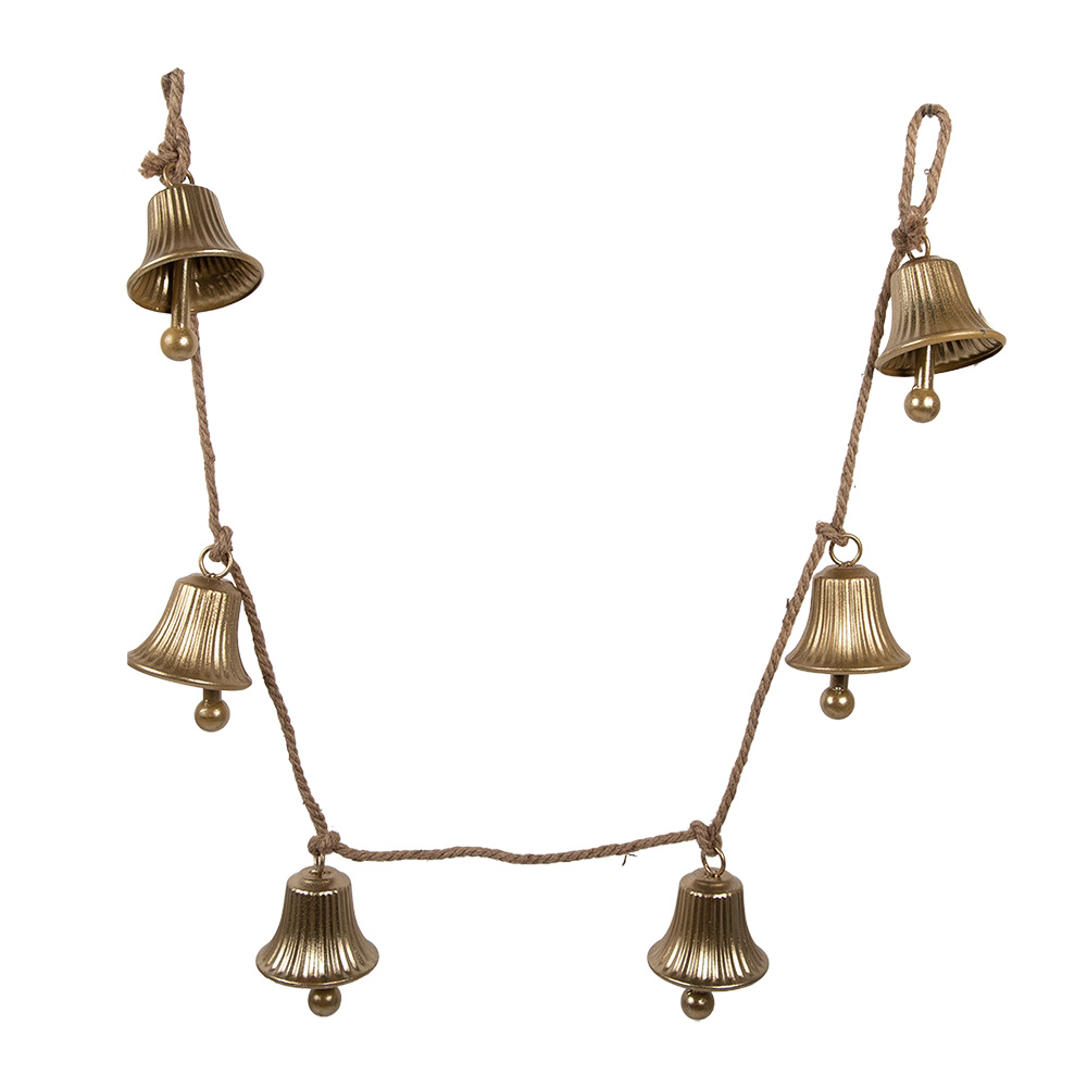 Clayre & Eef   | Decoratie Hanger Bellen Goudkleurig 9x9x140 cm | 6Y5911