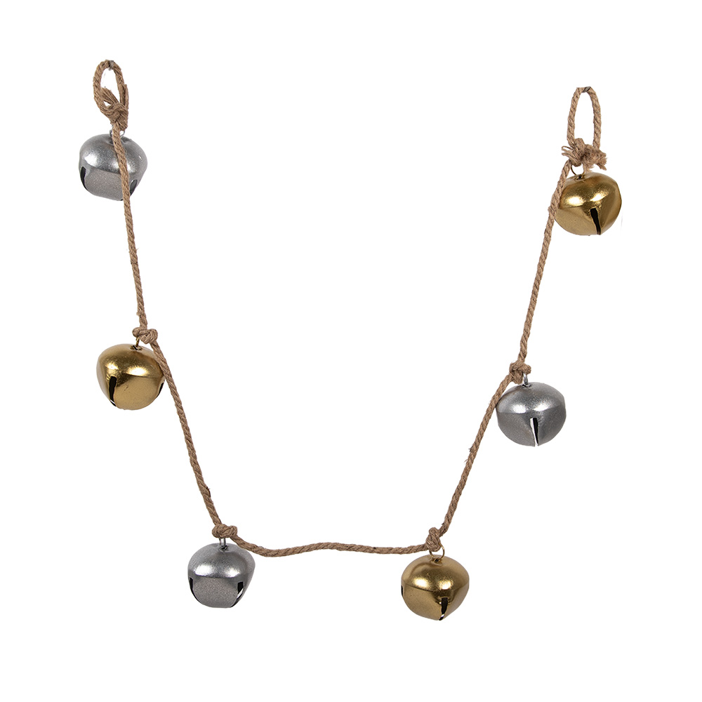 Clayre & Eef   | Decoratie Hanger Bellen Goudkleurig Zilverkleurig 8x8x135 cm | 6Y5912