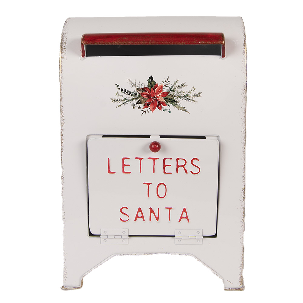 Clayre & Eef   | Brievenbus Wit Rood 20x14x30 cm | 6Y5914