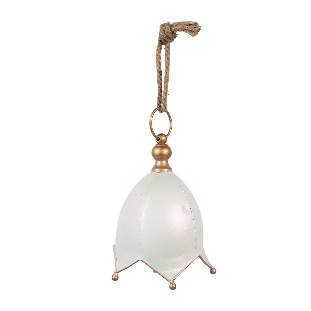 Clayre & Eef   | Bel Decoratief Wit Goudkleurig &oslash; 16x22 cm | 6Y5924M