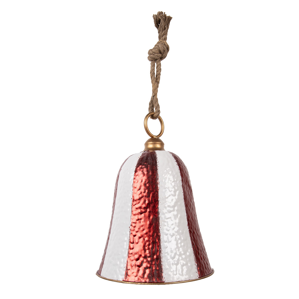 Clayre & Eef   | Bel Decoratief Rood Wit &oslash; 28x39 cm | 6Y5925