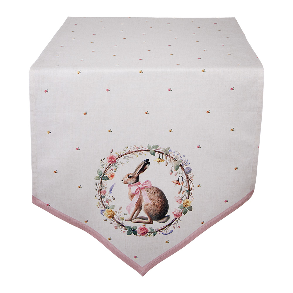 Clayre & Eef   | Tafelloper Beige Bruin 50x160 cm | EWC65