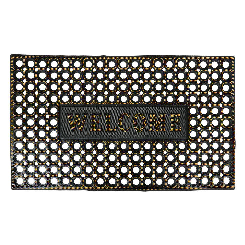 Clayre & Eef   | Deurmat Binnen Zwart Goudkleurig 75x45x1 cm | MC272