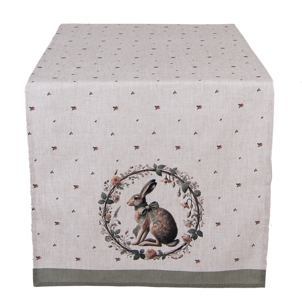 Clayre & Eef   | Tafelloper Beige Bruin 50x140 cm | NLE64