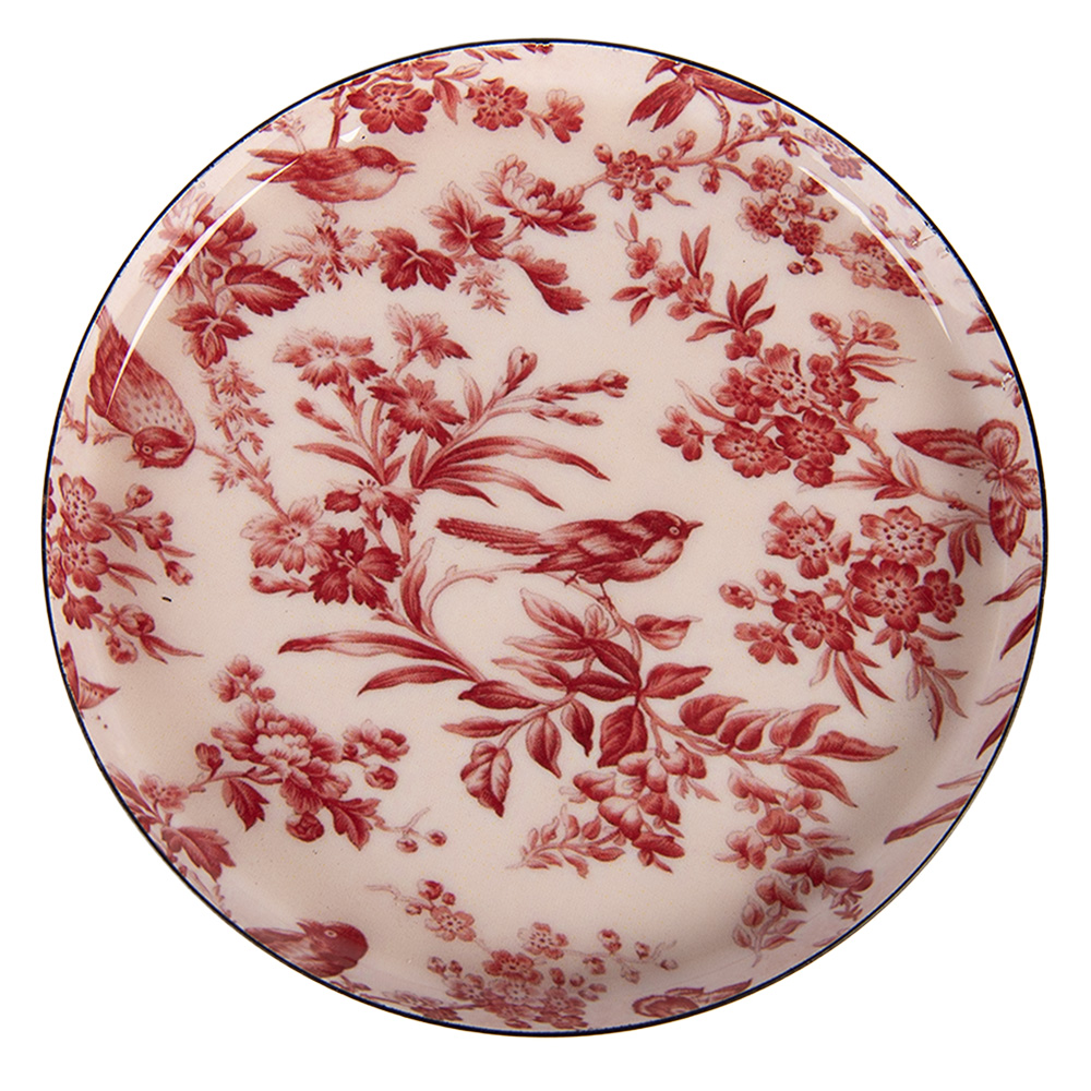 Clayre & Eef   | Onderzetter voor Glazen Roze Rood &oslash; 11x1 cm | 66417