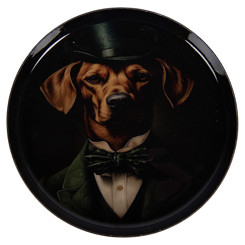 Clayre & Eef   | Onderzetter voor Glazen Zwart Groen &oslash; 11x1 cm | 66418