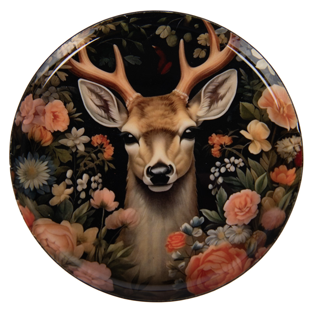 Clayre & Eef   | Onderzetter voor Glazen Zwart Bruin &oslash; 11x1 cm | 66423