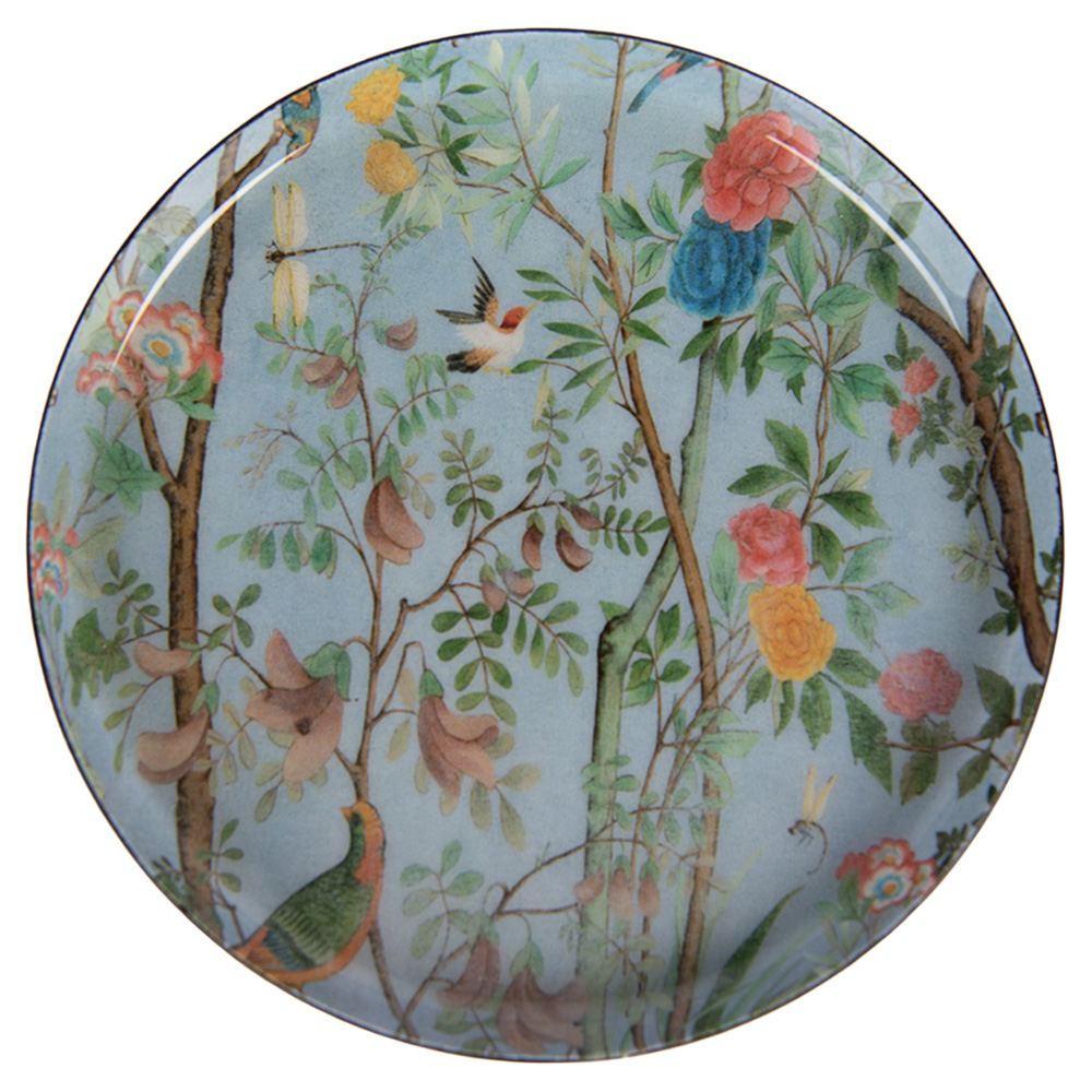 Clayre & Eef   | Onderzetter voor Glazen Blauw Groen &oslash; 11x1 cm | 66424