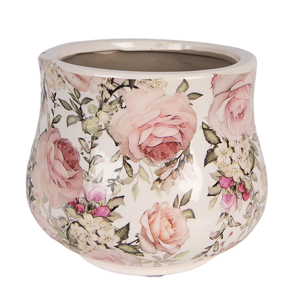 Clayre & Eef   | Bloempot Binnen Beige Roze &oslash; 18x15 cm | 6CE2241M