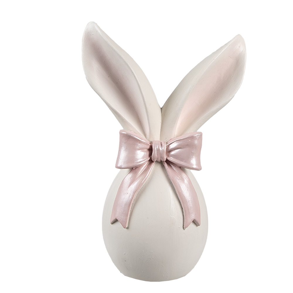 Clayre & Eef   | Decoratie Beeld Konijn Wit Roze 12x8x18 cm | 6PR5179