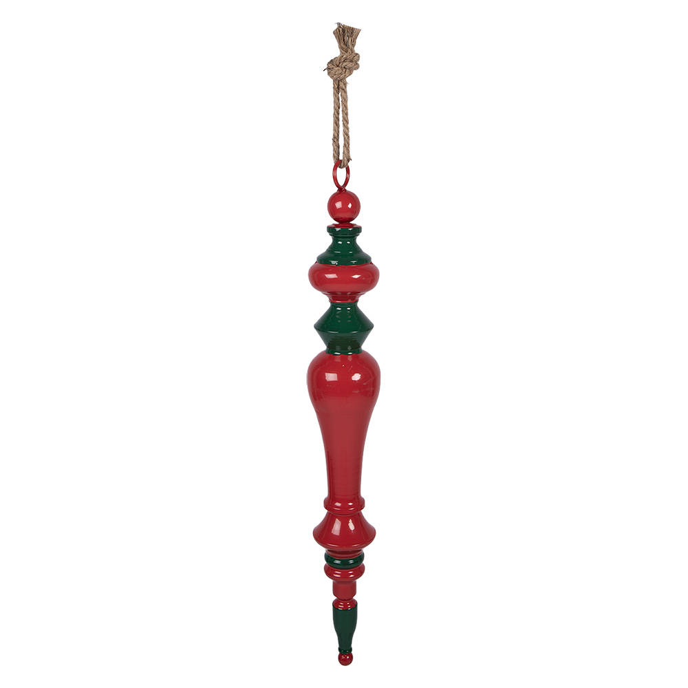 Clayre & Eef   | Decoratie hanger Kerst Rood Groen &oslash; 9x65 cm | 5Y1403