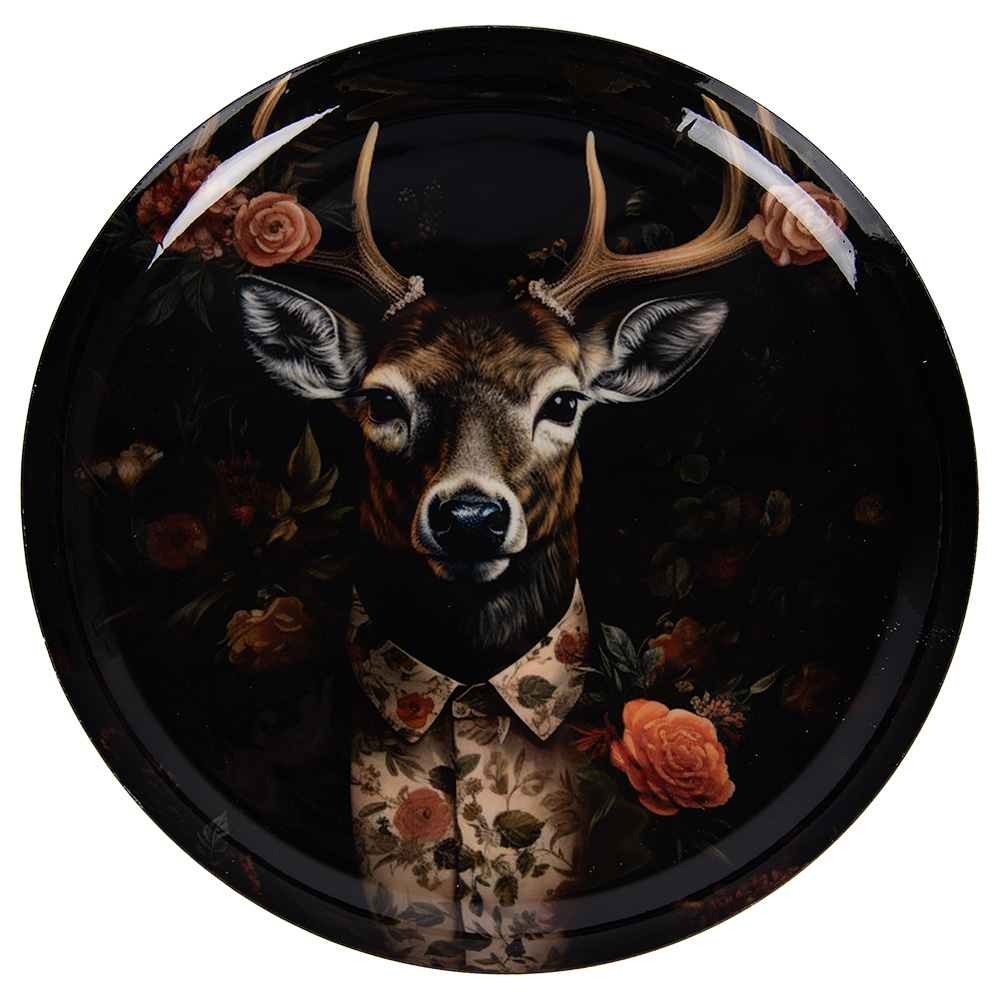 Clayre & Eef   | Decoratie Schaal Zwart Bruin &oslash; 28x3 cm | 66415