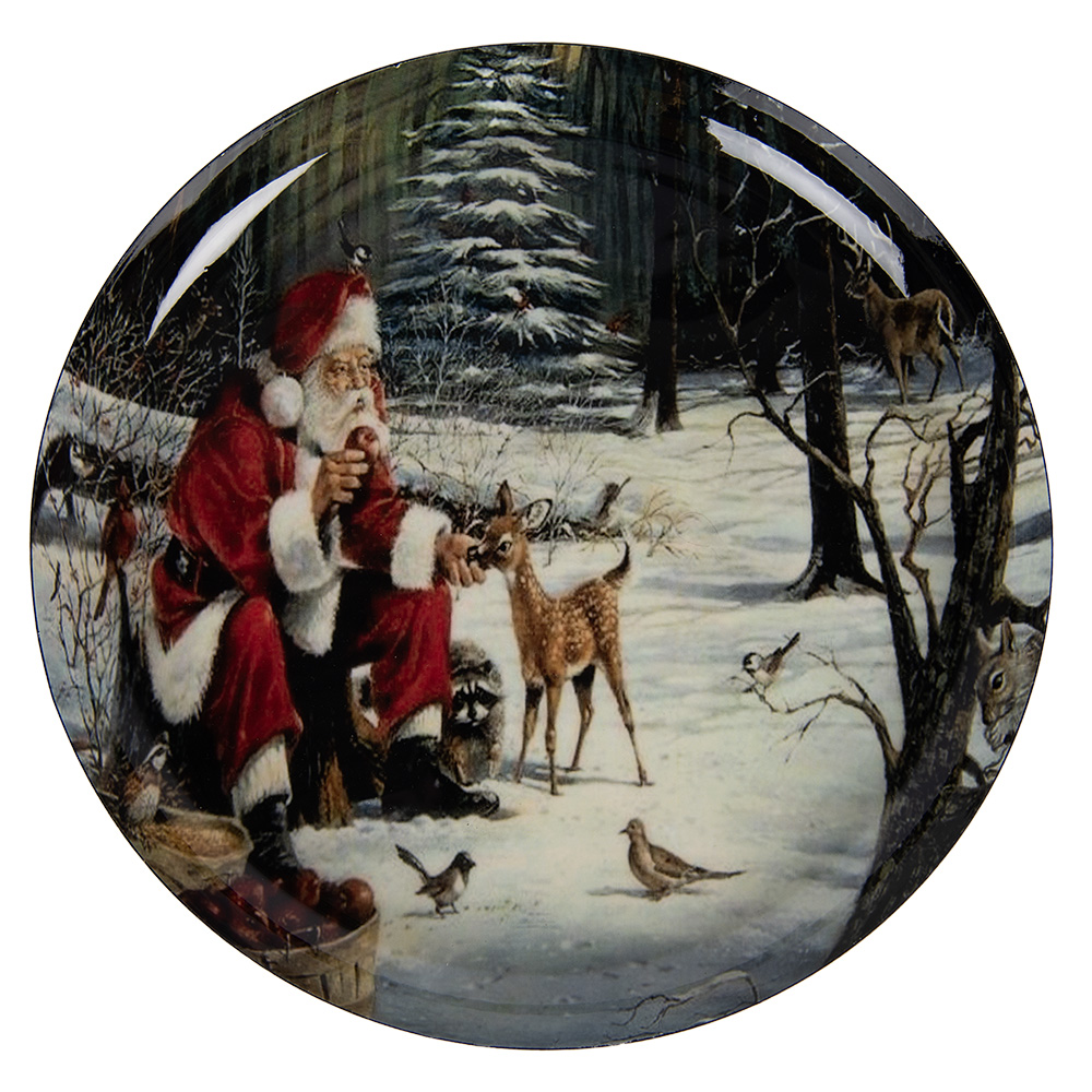 Clayre & Eef   | Decoratie Schaal Grijs Rood &oslash; 28x3 cm | 66416