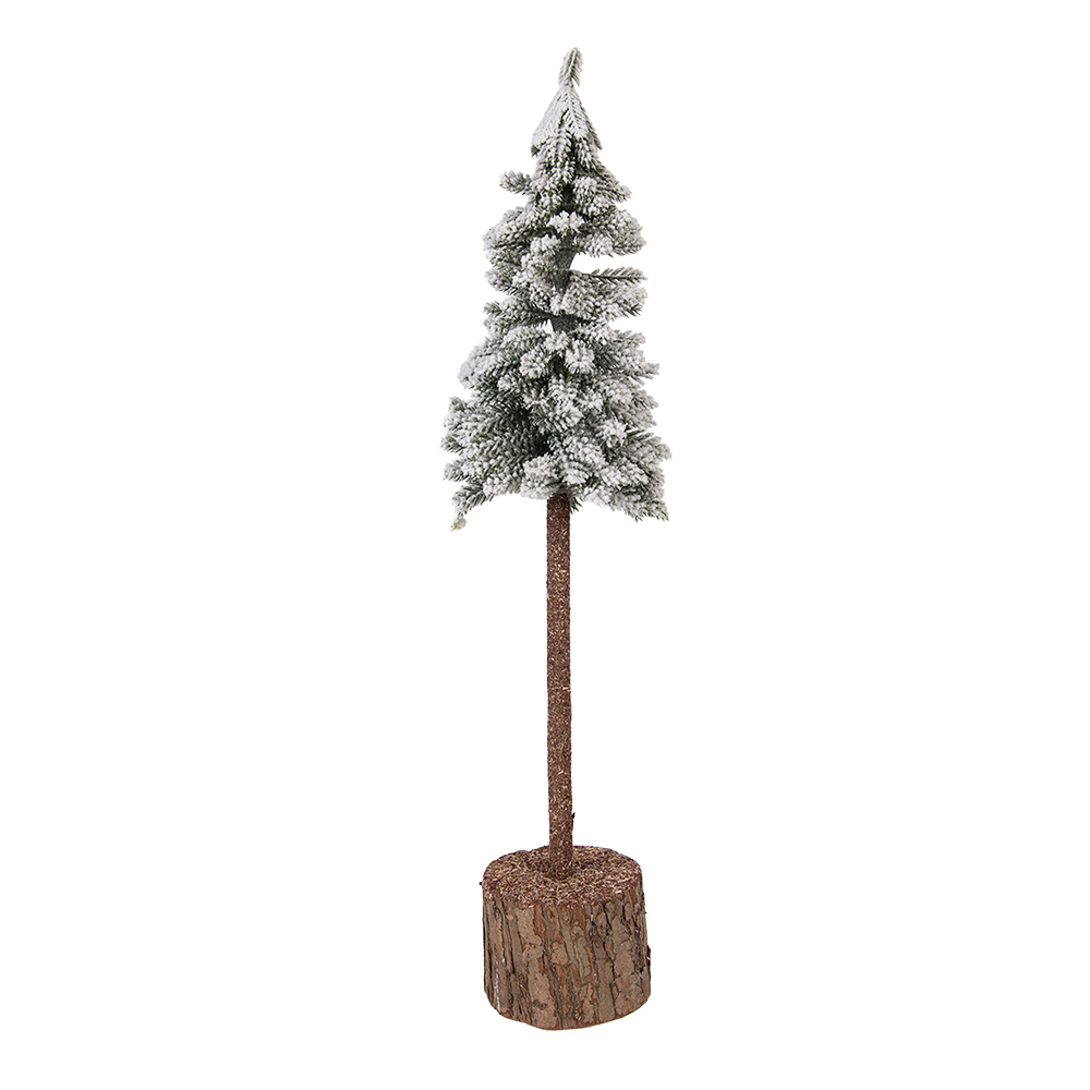 Clayre & Eef   | Kunstkerstboom Groen Wit &oslash; 10x48 cm | 66432