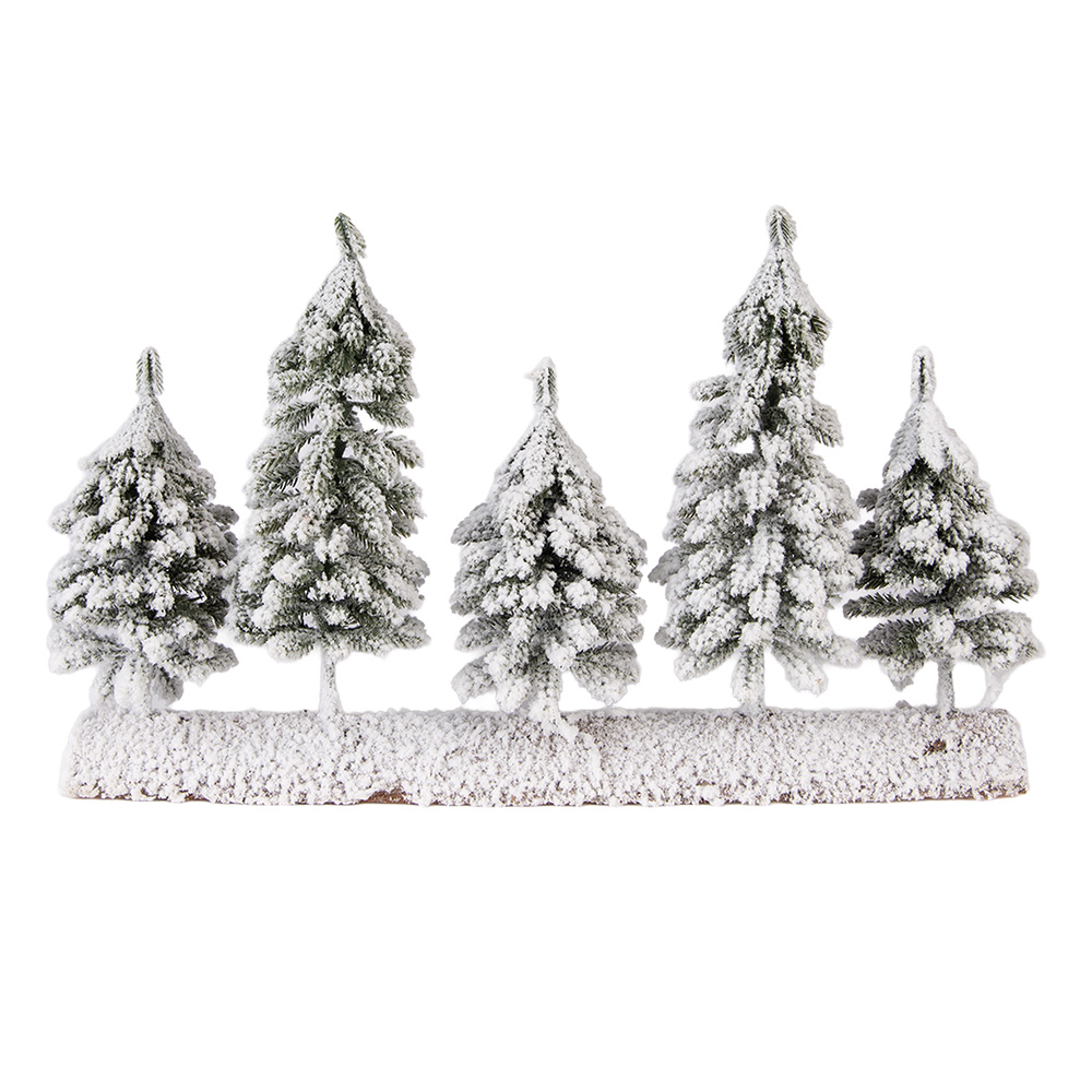 Clayre & Eef   | Kerstdecoratie Kerstbomen Groen Wit 40x8x25 cm | 66434