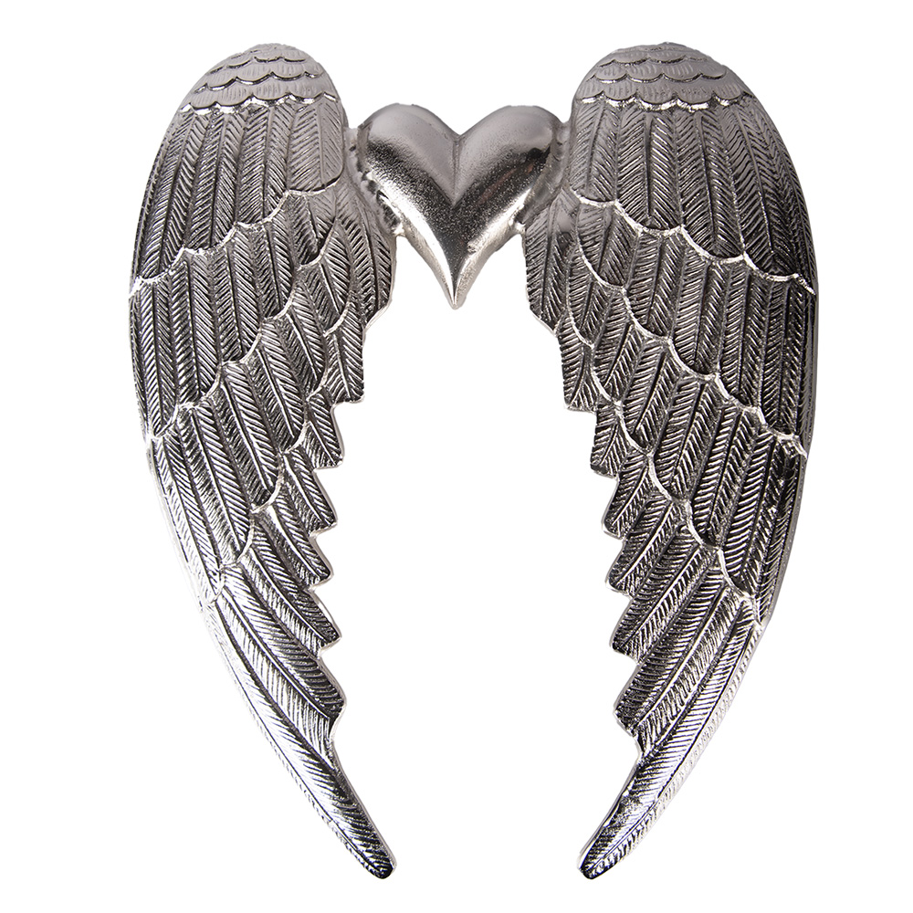 Clayre & Eef   | Wanddecoratie Vleugels Zilverkleurig 38x3x46 cm | 6AL0074