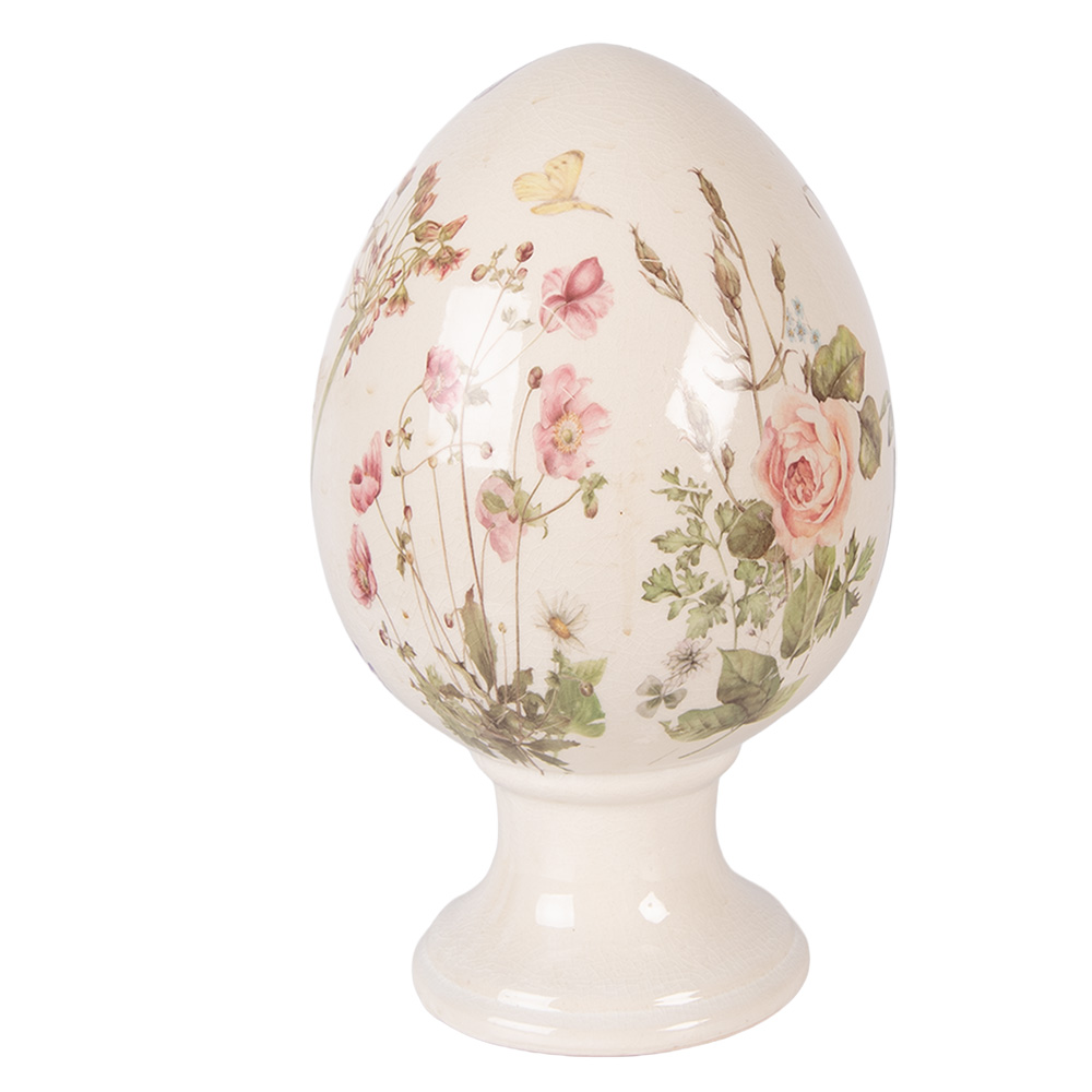 Clayre & Eef   | Decoratie Ei op voet Beige Roze &oslash; 17x28 cm | 6CE2401XL