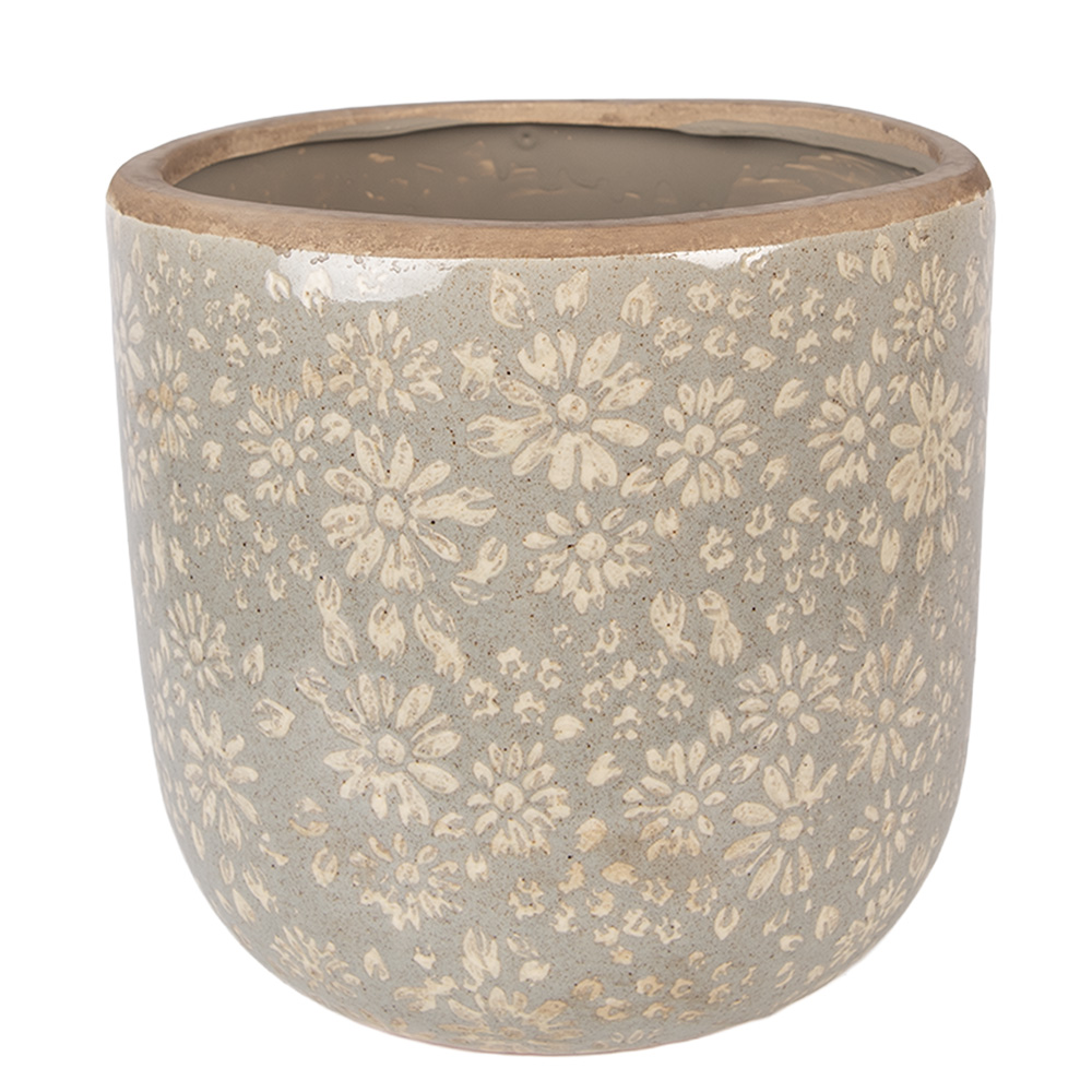 Clayre & Eef   | Bloempot Binnen Grijs Beige &oslash; 20x19 cm | 6CE2409XL