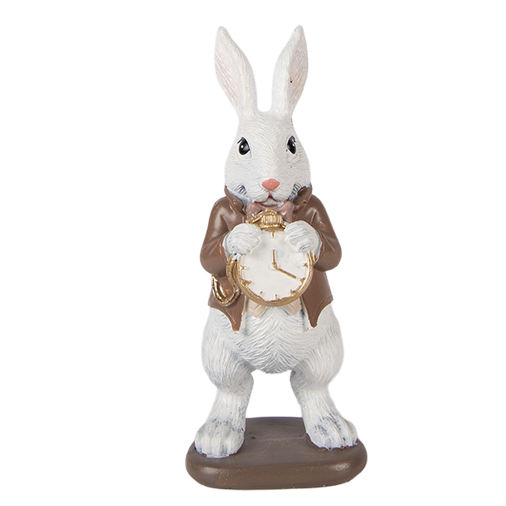 Clayre & Eef   | Decoratie Konijn Wit Bruin 7x7x16 cm | 6PR5970