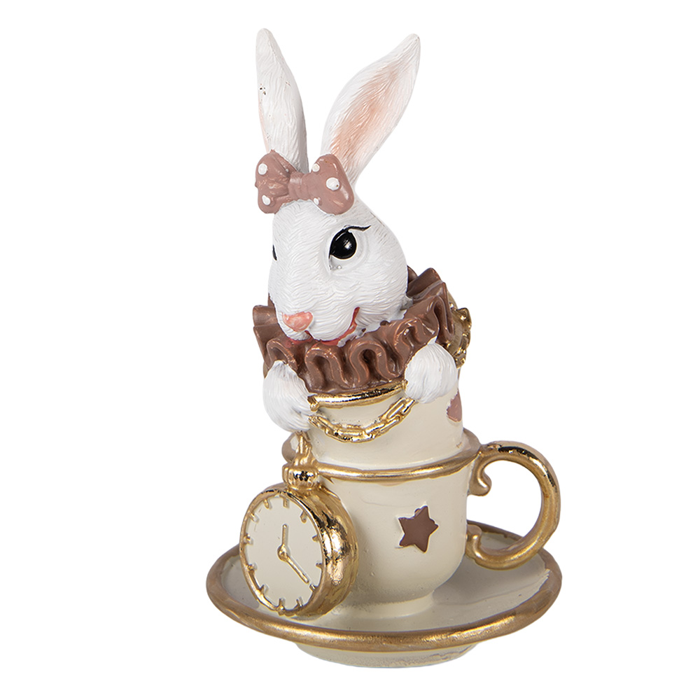 Clayre & Eef   | Decoratie Konijn Wit Beige 8x8x14 cm | 6PR5971