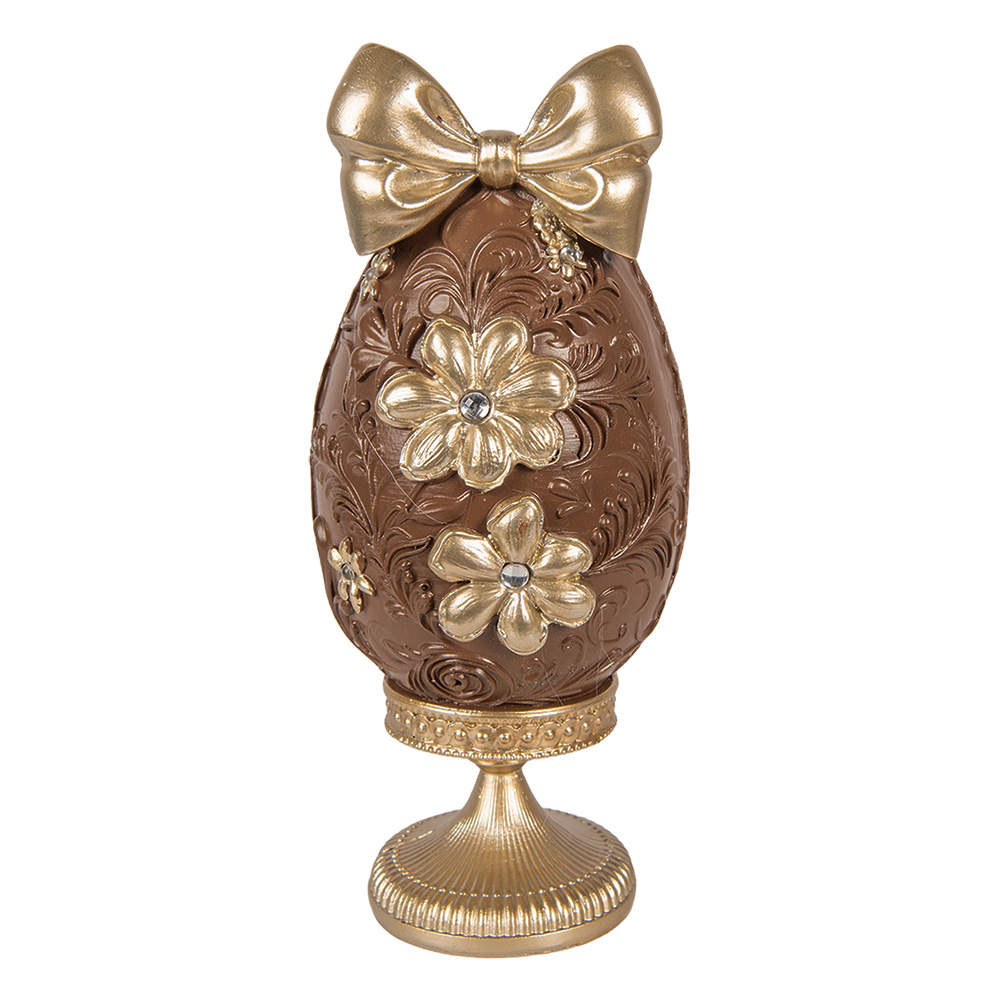 Clayre & Eef   | Decoratie Ei Bruin Goudkleurig 10x9x21 cm | 6PR6014
