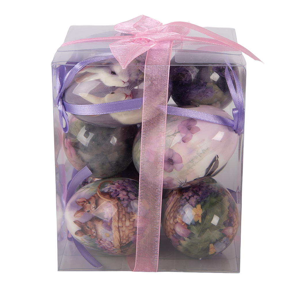 Clayre & Eef   | Decoratie Hanger Ei (set 9) Meerkleurig &oslash; 5x8 cm | 66450