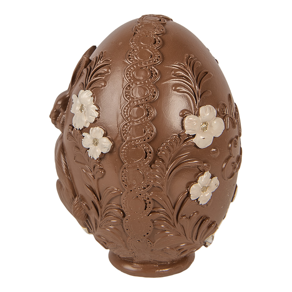 Clayre & Eef   | Decoratie Ei Bruin Wit &oslash; 9x13 cm | 6PR6012