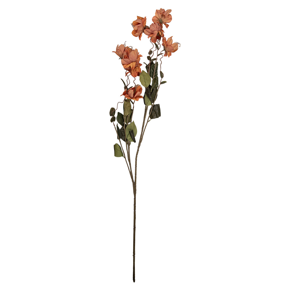 Clayre & Eef   | Decoratie tak met bloemen Oranje Groen 14x14x120 cm | 5PL0258O