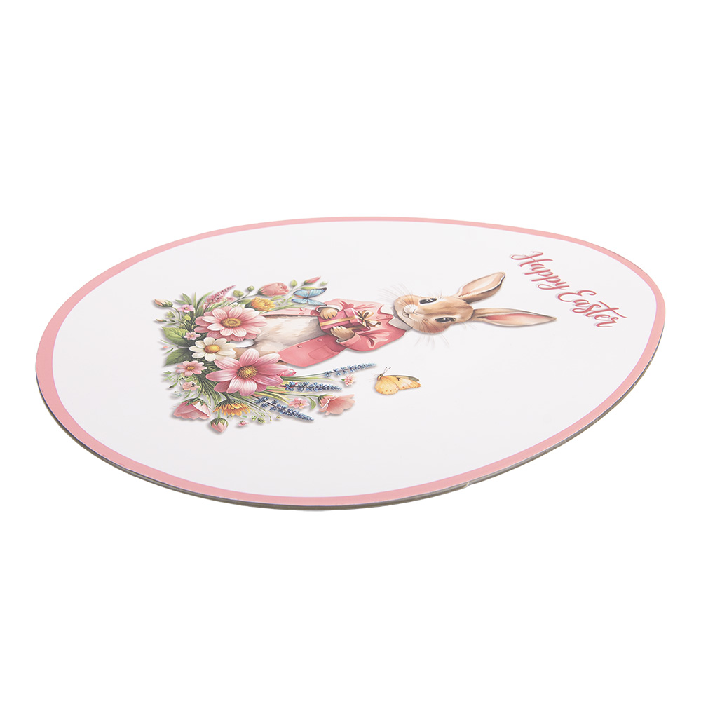 Clayre & Eef   | Onderbord Wit Roze 35x29x1 cm | 66443