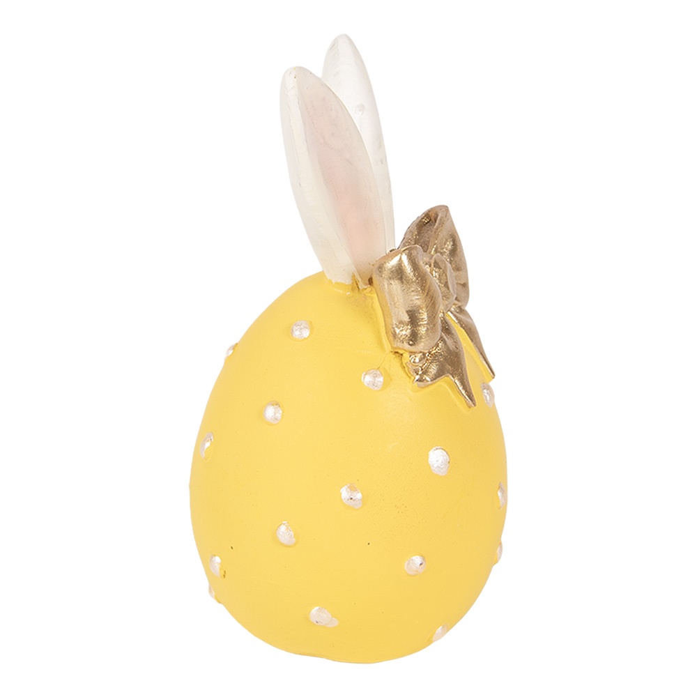 Clayre & Eef   | Decoratie Ei Geel Wit &oslash; 6x12 cm | 6PR6074