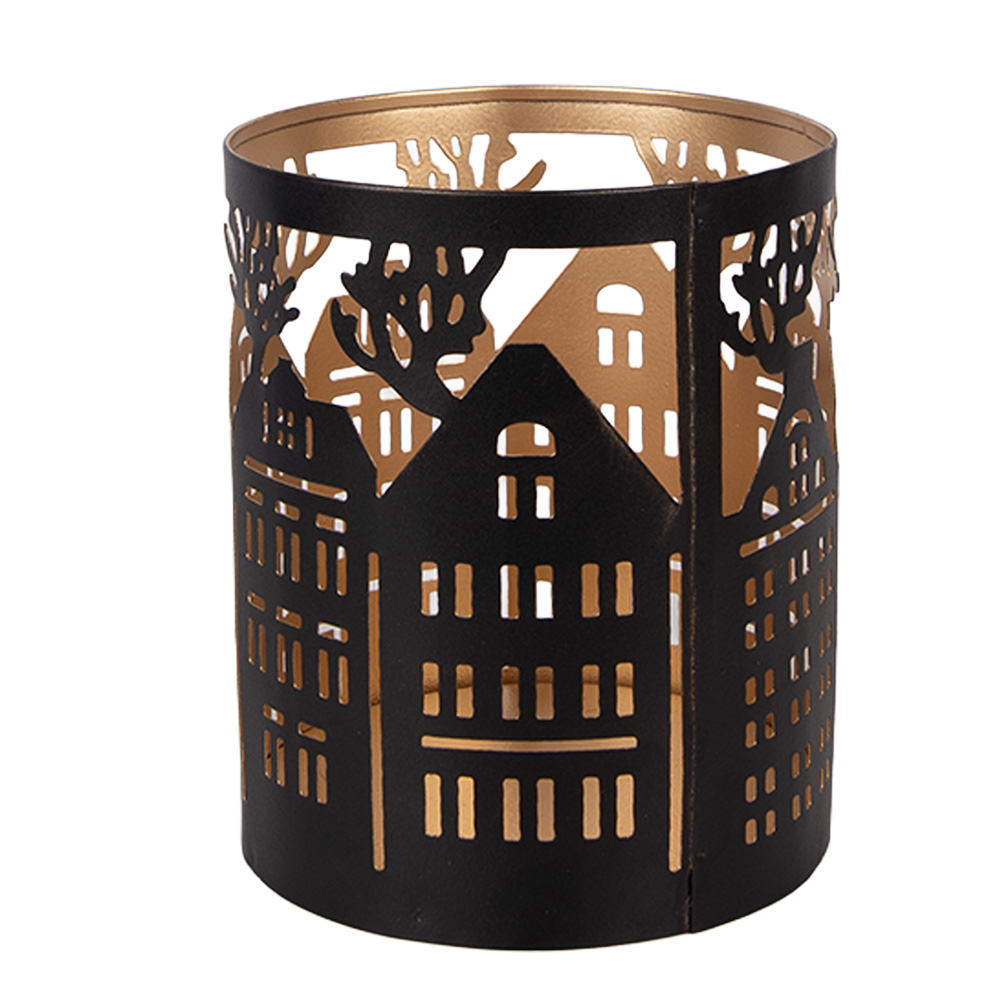 Clayre & Eef   | Theelichthouder Kerst Bruin &oslash; 11x13 cm | 6Y5976