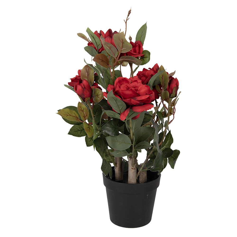 Clayre & Eef   | Kunstplant Rozen Rood Groen 20x20x55 cm | 6PL0413R