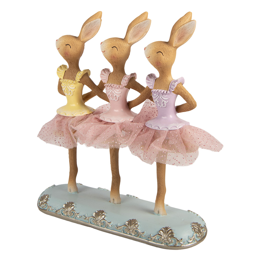 Clayre & Eef   | Decoratie Konijnen Bruin Roze 23x8x25 cm | 6PR5943