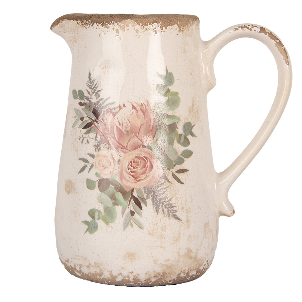 Clayre & Eef   | Decoratieve Schenkkan Beige Roze 21x15x23 cm | 6CE1979L