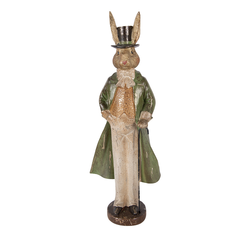 Clayre & Eef   | Decoratie Konijn Goudkleurig Groen 17x12x48 cm | 6PR5991