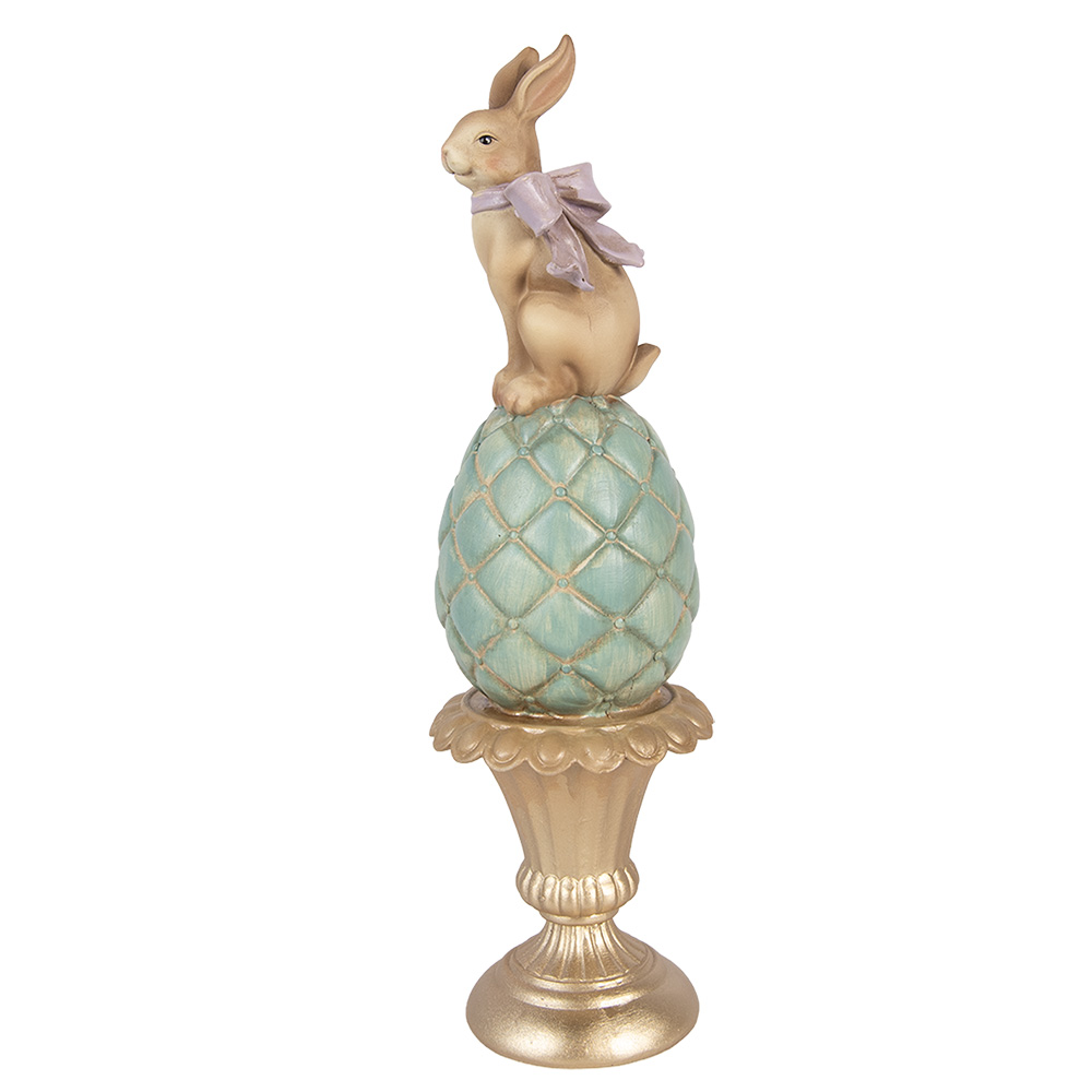 Clayre & Eef   | Decoratie Konijn op ei Bruin Goudkleurig &oslash; 8x29 cm | 6PR6065