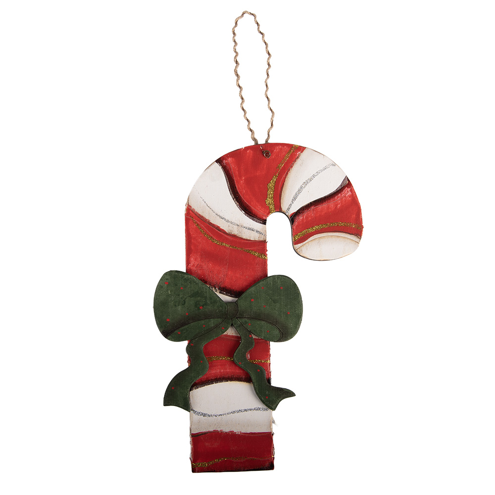 Clayre & Eef   | Decoratie hanger Zuurstok Rood Wit 16x1x29 cm | 6H2477