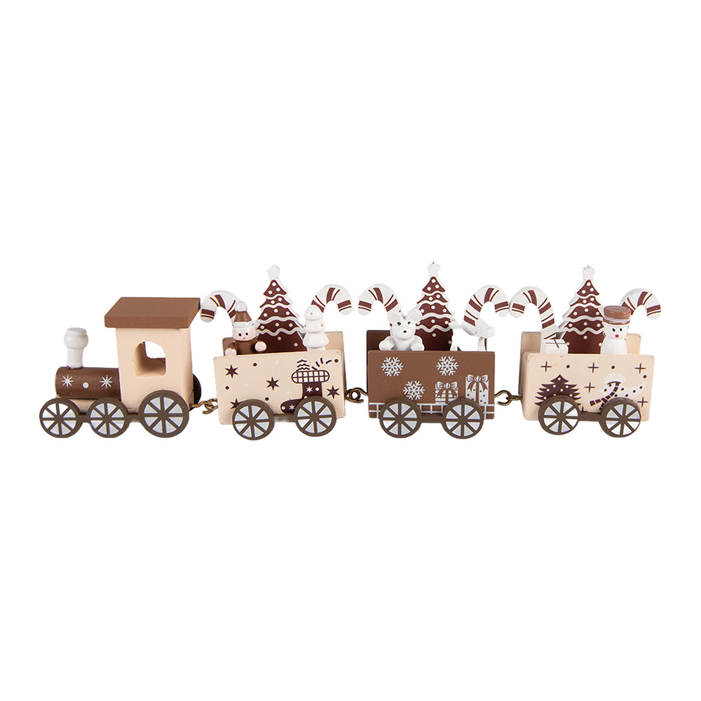 Clayre & Eef   | Kerstdecoratie Trein Beige Bruin 27x4x8 cm | 6H2481