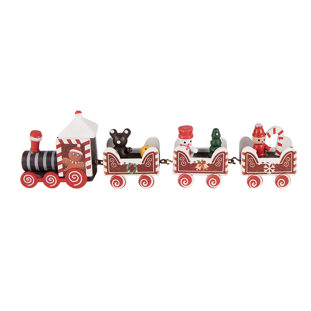 Clayre & Eef   | Kerstdecoratie Trein Rood Wit 22x2x7 cm | 6H2482