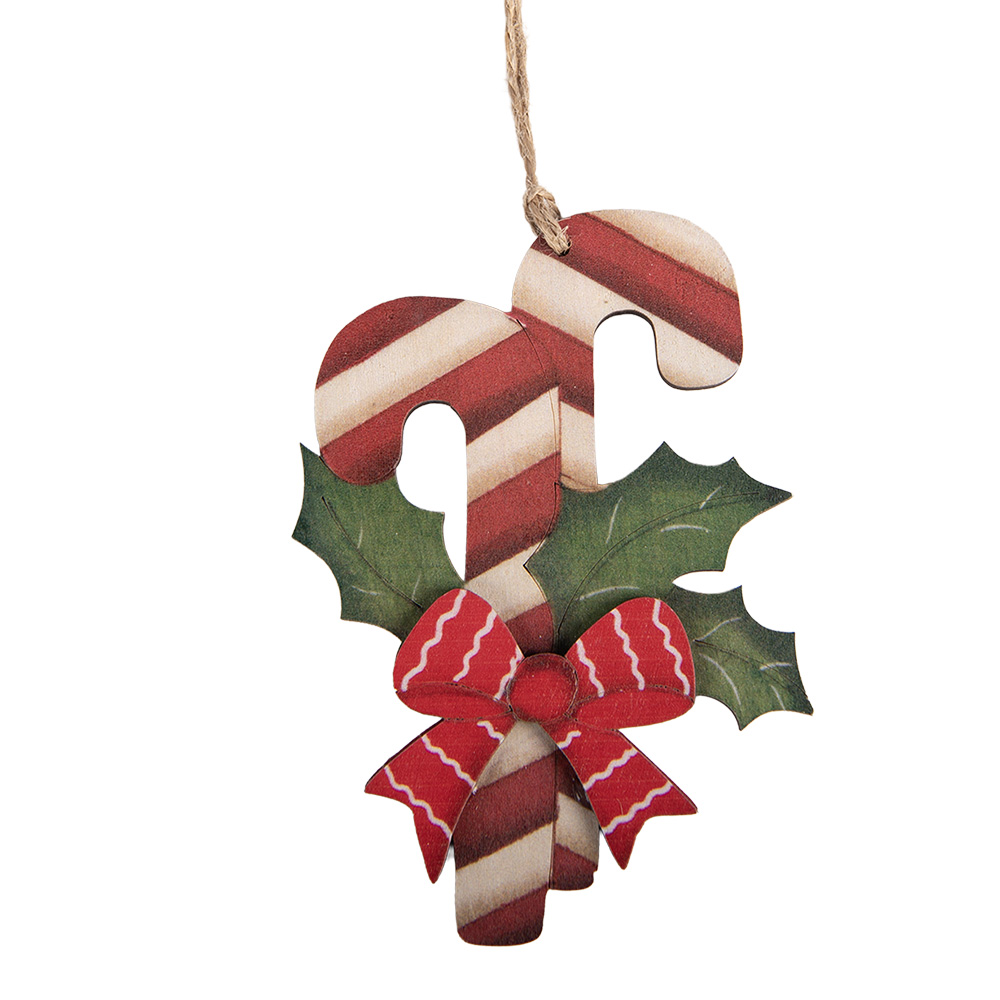 Clayre & Eef   | Decoratie hanger Zuurstok Rood Wit 9x1x13 cm | 6H2495