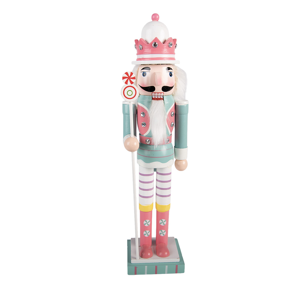 Clayre & Eef   | Decoratie notenkraker Blauw Wit 8x7x25 cm | 6H2472