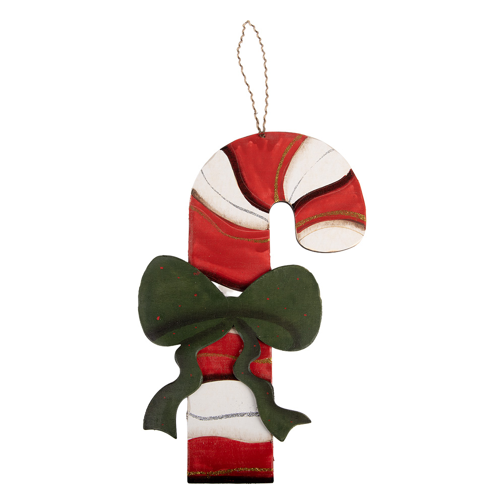 Clayre & Eef   | Decoratie hanger Zuurstok Rood Wit 25x1x39 cm | 6H2476