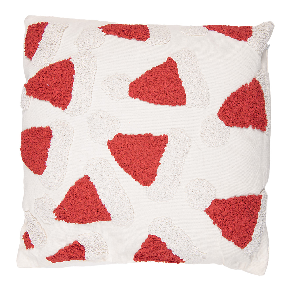 Clayre & Eef   | Kussen gevuld Wit Rood 45x45x4 cm | KG023.135