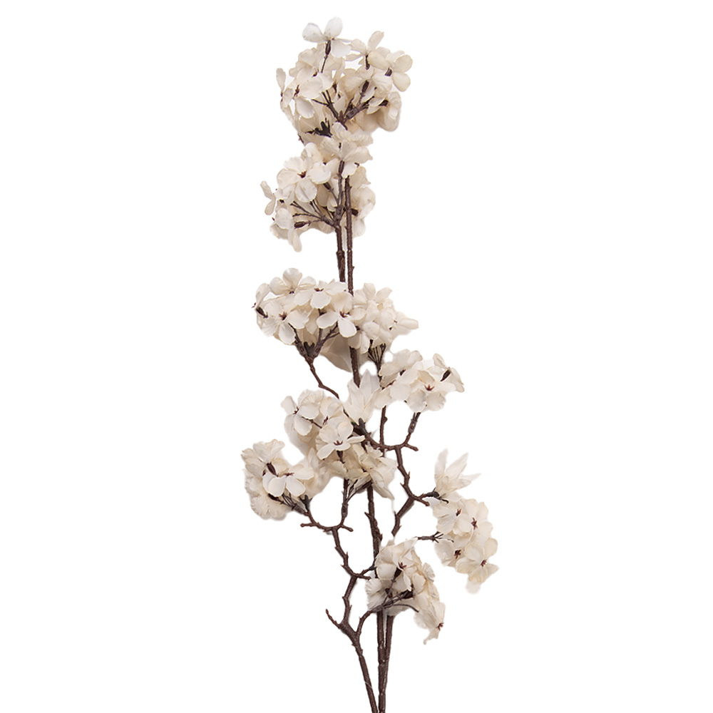 Clayre & Eef   | Decoratie tak met bloemen Wit Bruin 10x7x98 cm | 5PL0271W